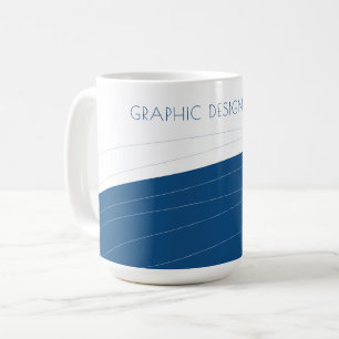 Eleganter geometrischer, abstrakt-blau-weißer Name Kaffeetasse
