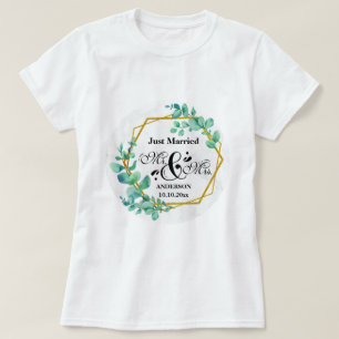 Eleganter geometrischer Goldrahmen mit Eukalyptus T-Shirt