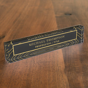 Eleganter geometrischer Personalisierter Name Namensplakette