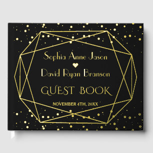 Eleganter geometrischer Rahmen Confetti Wedding Gästebuch
