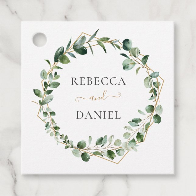 Eleganter geometrischer Rahmen Personalisiert Geschenkanhänger (Vorderseite)