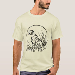 Eleganter Gepard im hohen Gras - Wildtierkunst T-Shirt