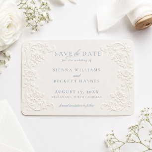 Eleganter geprägter Stil Vintage-Blumenmuster Save The Date