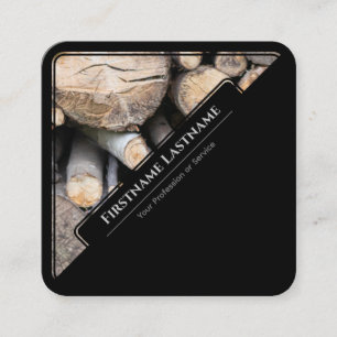 Eleganter, gerahmter Holzstapel aus  Holz Quadratische Visitenkarte