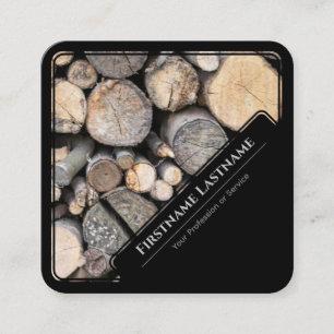 Eleganter, gerahmter Holzstapel aus Holz Quadratische Visitenkarte