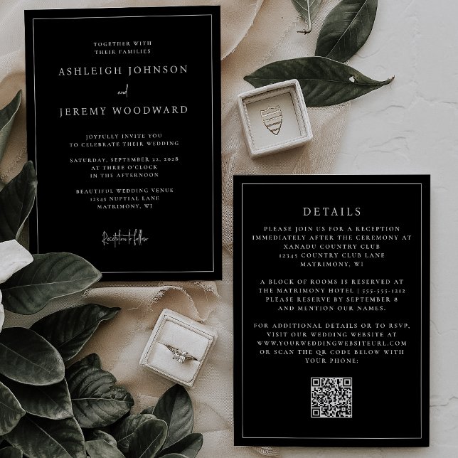Eleganter Gerahmter QR-Code Einladung zur Hochzeit (Von Creator hochgeladen)