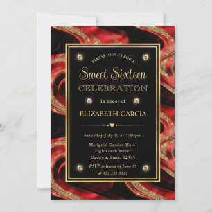 Eleganter geschmolzener Glitzer Sweet 16 Einladung