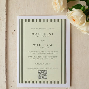 Eleganter gestreifter BSG-Code Hochzeit Einladung