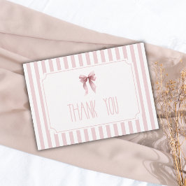 Eleganter gestreifter rosa Bogen Vintage-Baby-Einl Dankeskarte