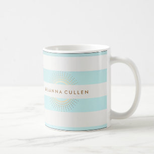 Eleganter gestreifter Turquoise- und Goldzirkel Kaffeetasse