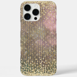 Eleganter Girly Gold Beaded Glitzer iPhone 16 Pro Max Hülle