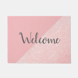 Eleganter girly RosengoldGlitter u. Pastellrosa Fußmatte