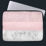 Eleganter girly RosengoldGlitter u. weißer Marmor Laptopschutzhülle<br><div class="desc">Stilvoller und eleganter geometrischer Imitat-Rosen-GoldGlitter,  weißer Marmor und rosa Farbblock.</div>