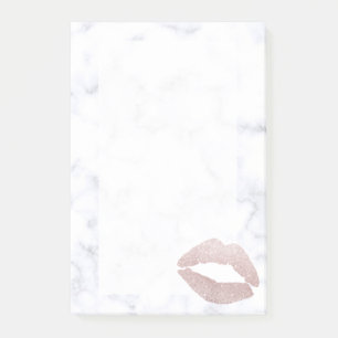 eleganter girly RosengoldGlitterlippenweißmarmor Post-it Klebezettel