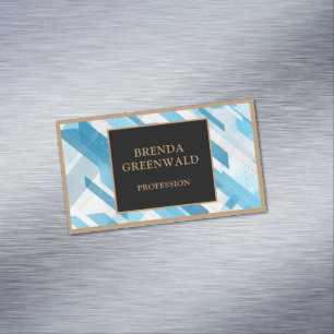 Eleganter Glam Flüssig Marmor Blau Lila Gold Quadr Magnetische Visitenkarte