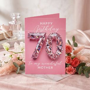 Eleganter Glam Pink Diamant Glanz 70. Geburtstag Karte