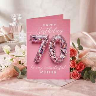 Eleganter Glam Pink Diamant Glanz 70. Geburtstag Karte