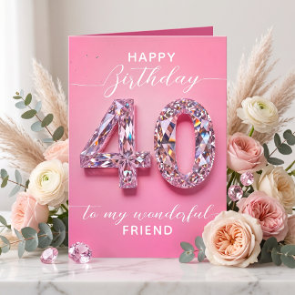 Eleganter Glam Rosa Diamant Glanz 40. Geburtstag Karte