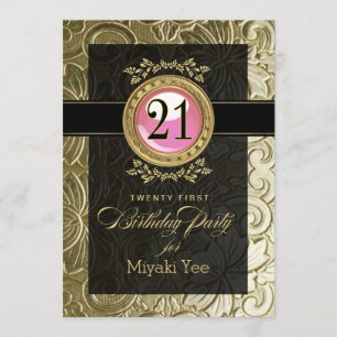 Eleganter Glamour am 21. Geburtstag Einladung