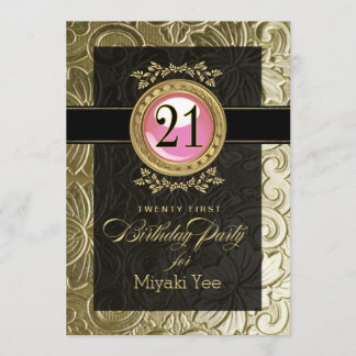 Eleganter Glamour am 21. Geburtstag Einladung