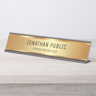Eleganter Glamour Black and Gold-Template Luxus Schreibtischnamensplakette