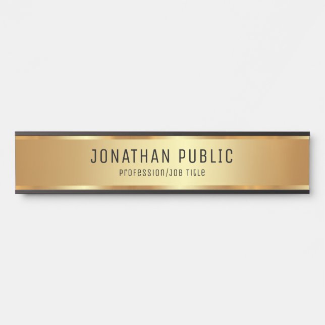 Eleganter Glamour Black and Gold-Template Luxus Türschild (Vorderseite )