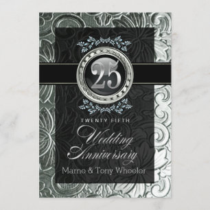 Eleganter Glamour Geschnitzte Blumen 25. Jubiläum Einladung