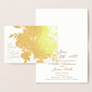 Eleganter Glamour Goldfolie Rosen Blumen Hochzeit Folienkarte