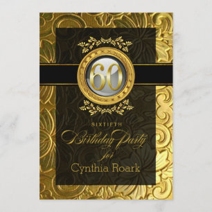 Eleganter Glamour prägeartiger 60. Geburtstag Einladung