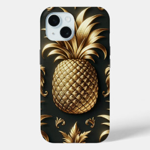 Eleganter Glamour Schwarz & Gold Tropisches Ananas Case-Mate iPhone Hülle
