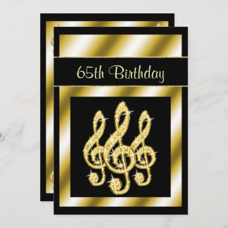 Eleganter, glamouröser Gold-Treble-Clefs 65. Gebur Einladung