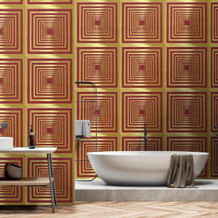 Eleganter glamouröser rosaroter goldener quadratis tapete