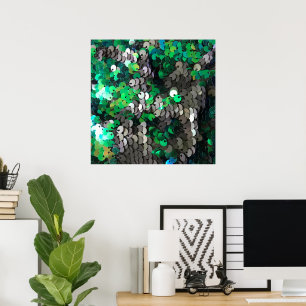 Eleganter glänzender Glamour Grüntöne graue Platte Poster