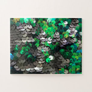 Eleganter glänzender Glamour Grüntöne graue Platte Puzzle