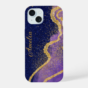 Eleganter, glänzender monogrammierter Name iPhone 15 Hülle