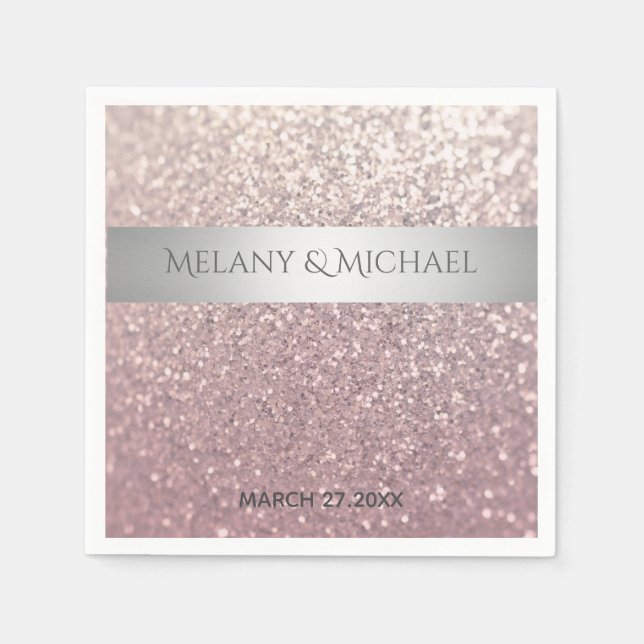 Eleganter, glänzender Silberstreifen Serviette (Vorderseite)