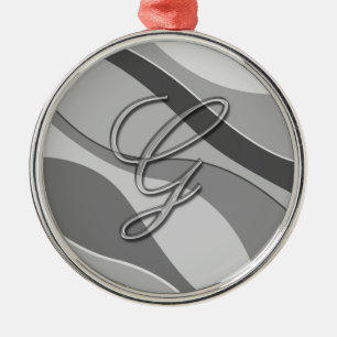 Eleganter Glasmonogramm-Buchstabe G Silbernes Ornament