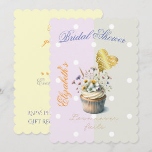 Eleganter Glaube Floraler Cupcake Pastell Punkt Go Einladung