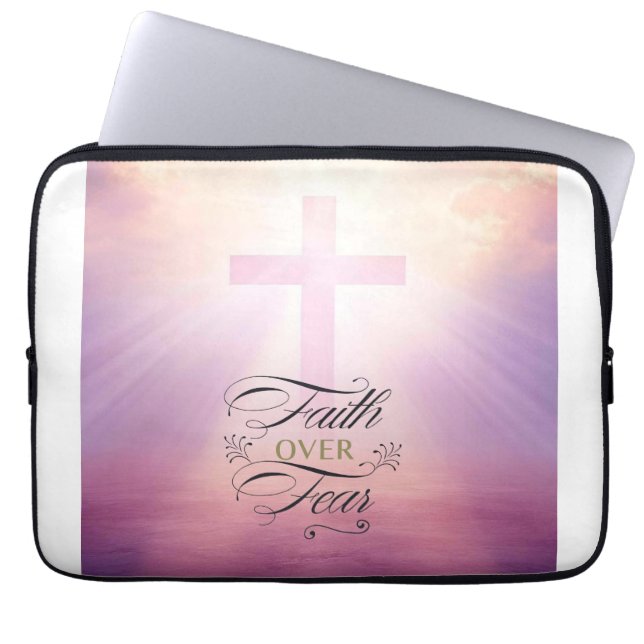 Eleganter Glaube über Angst Elektronik-Tasche Laptopschutzhülle (Vorderseite)