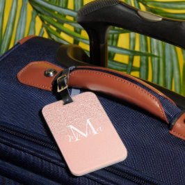 Eleganter Glitter Baby Pink Monogramm Name Minimal Gepäckanhänger
