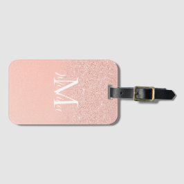Eleganter Glitter Baby Pink Monogramm Name Minimal Gepäckanhänger