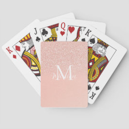 Eleganter Glitter Baby Pink Monogramm Name Minimal Spielkarten