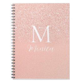 Eleganter Glitter Babyrosa Monogramm Name Minimal Notizblock