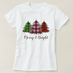 Eleganter Glitter Buffalo Karo Weihnachtsbaum T-Shirt