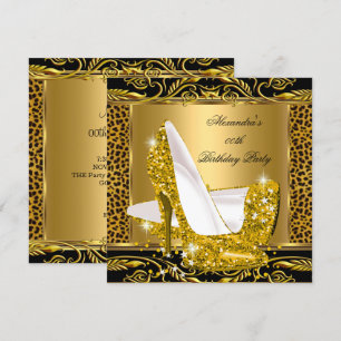 Eleganter Glitter Gold Glamour High Heel Leopard 2 Einladung