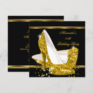 Eleganter Glitter Gold Glamour High Heel Schwarz Einladung
