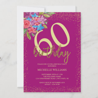 Eleganter Glitter Gold Kalligrafie Geburtstag Einladung