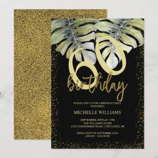 Eleganter Glitter Gold Kalligrafie Geburtstag Einladung