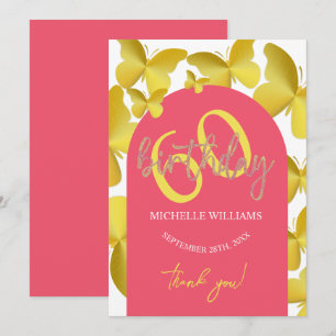 Eleganter Glitter Gold Schmetterling Kalligrafie Dankeskarte