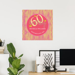 Eleganter Glitter Gold Schmetterling Kalligrafie Poster
